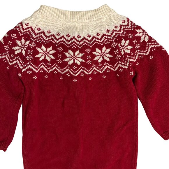 Me and Henry Red Fair Isle Baby Romper 9 to 12 Months One Piece Winter Holiday - Picture 5 of 10